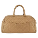 CHANEL Matelasse Boston Bag Caviar Skin Beige Gold CC Auth mr2295-2