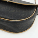 Christian Dior Honeycomb Canvas Shoulder Bag PVC Black Gold Auth mr2296-10