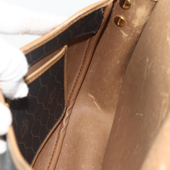 Christian Dior Honeycomb Canvas Shoulder Bag PVC Black Gold Auth mr2296