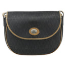 Christian Dior Honeycomb Canvas Shoulder Bag PVC Black Gold Auth mr2296-2