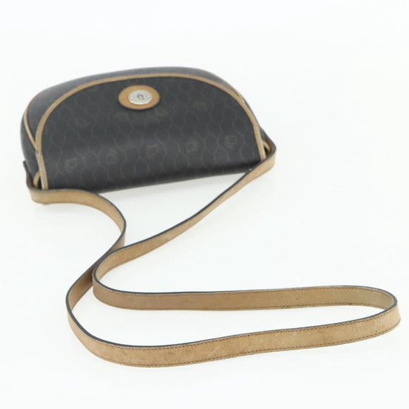 Christian Dior Honeycomb Canvas Shoulder Bag PVC Black Gold Auth mr2296