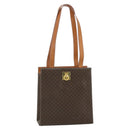 CELINE Macadam Canvas Tote Bag PVC Leather Brown Gold Auth mr2299A-1