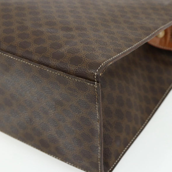 CELINE Macadam Canvas Tote Bag PVC Leather Brown Gold Auth mr2299A