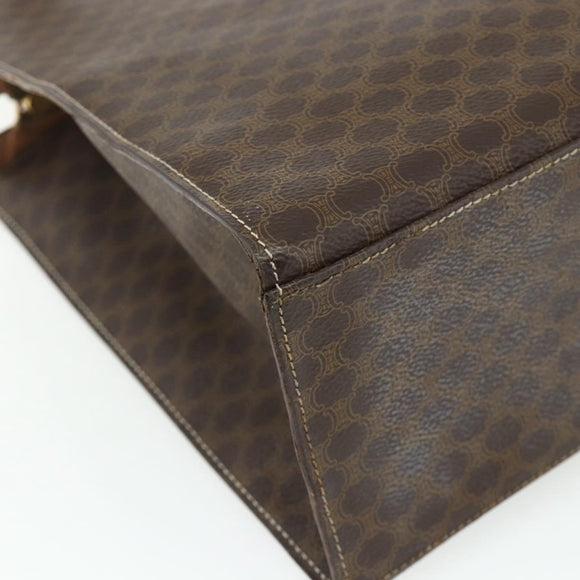 CELINE Macadam Canvas Tote Bag PVC Leather Brown Gold Auth mr2299A