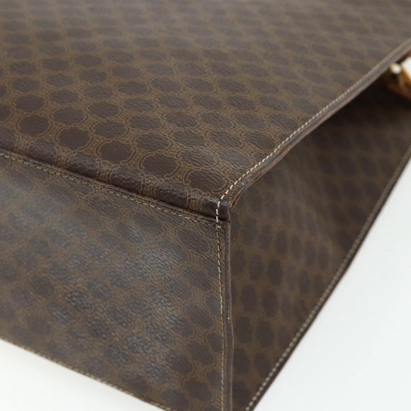 CELINE Macadam Canvas Tote Bag PVC Leather Brown Gold Auth mr2299A