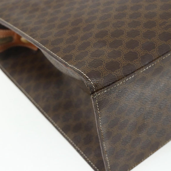 CELINE Macadam Canvas Tote Bag PVC Leather Brown Gold Auth mr2299A