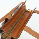 CELINE Macadam Canvas Tote Bag PVC Leather Brown Gold Auth mr2299A-6