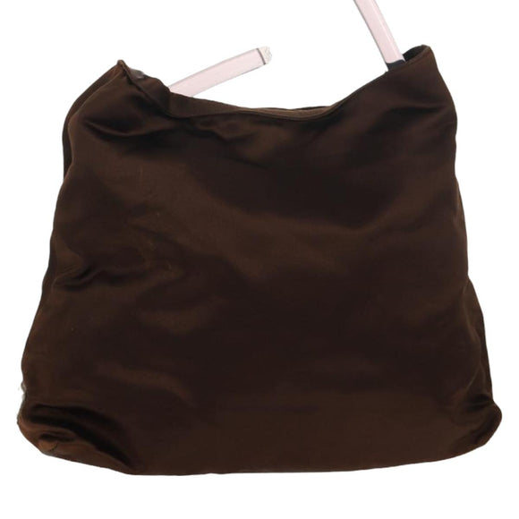 PRADA Tote Bag Satin Brown Auth mr230