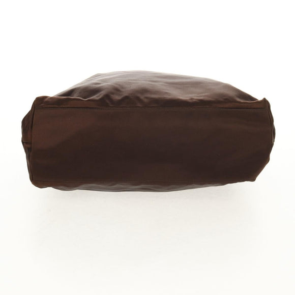 PRADA Tote Bag Satin Brown Auth mr230