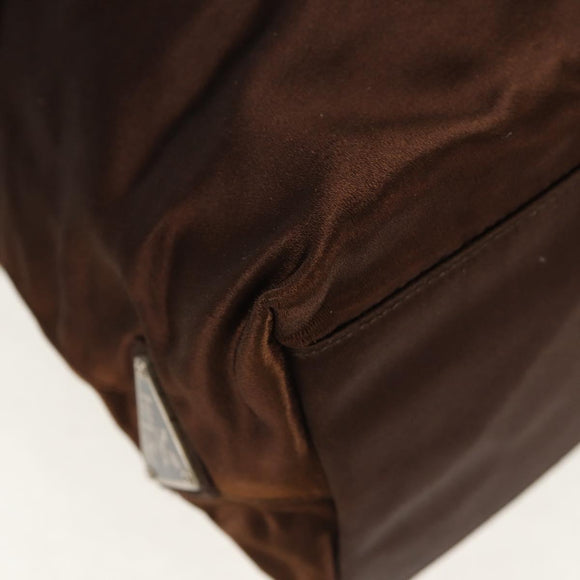 PRADA Tote Bag Satin Brown Auth mr230