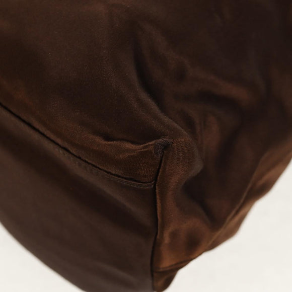 PRADA Tote Bag Satin Brown Auth mr230