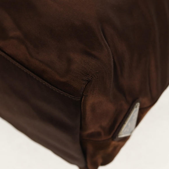 PRADA Tote Bag Satin Brown Auth mr230