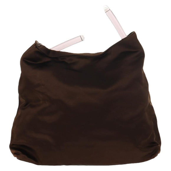 PRADA Tote Bag Satin Brown Auth mr230
