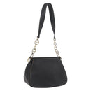 PRADA Chain Shoulder Bag Leather Black Gold Auth mr2300-1