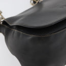 PRADA Chain Shoulder Bag Leather Black Gold Auth mr2300-9