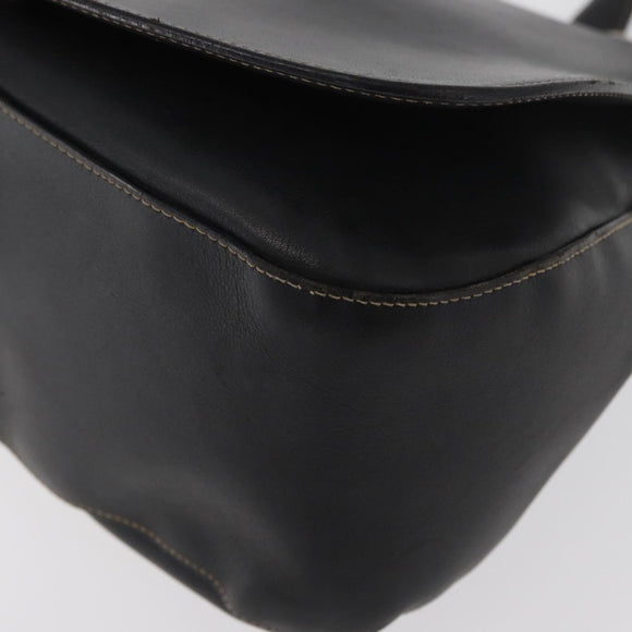 PRADA Chain Shoulder Bag Leather Black Gold Auth mr2300