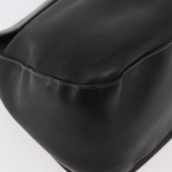 PRADA Chain Shoulder Bag Leather Black Gold Auth mr2300
