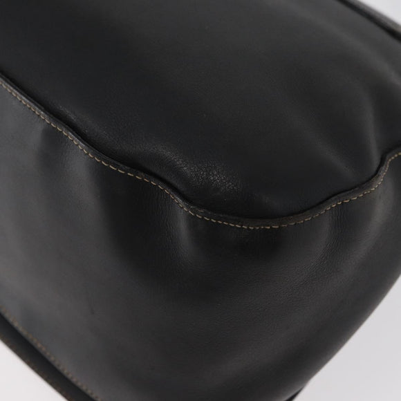 PRADA Chain Shoulder Bag Leather Black Gold Auth mr2300