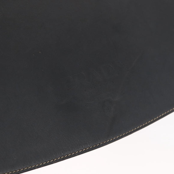 PRADA Chain Shoulder Bag Leather Black Gold Auth mr2300