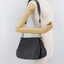 PRADA Chain Shoulder Bag Leather Black Gold Auth mr2300-23