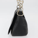 PRADA Chain Shoulder Bag Leather Black Gold Auth mr2300-3