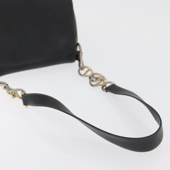PRADA Chain Shoulder Bag Leather Black Gold Auth mr2300