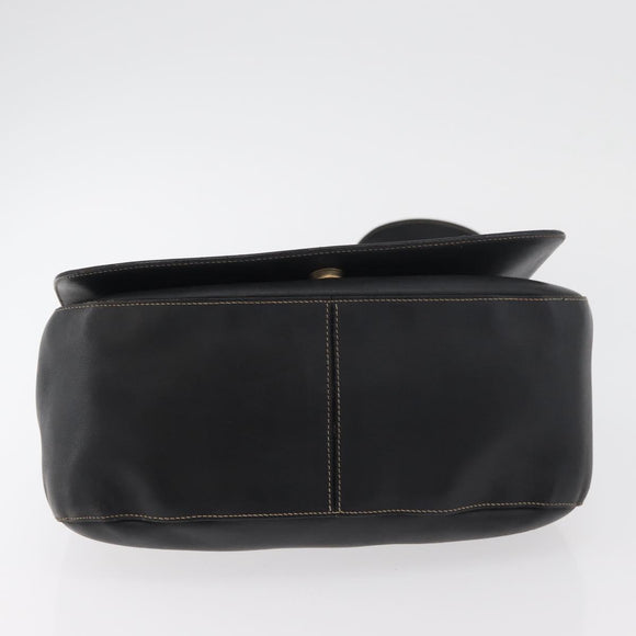 PRADA Chain Shoulder Bag Leather Black Gold Auth mr2300