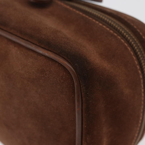 GUCCI Vanity Cosmetic Pouch Suede Brown Gold 032 106 0141 Auth mr2301