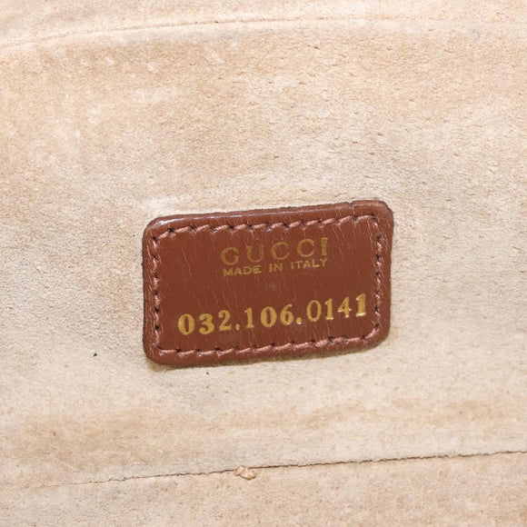 GUCCI Vanity Cosmetic Pouch Suede Brown Gold 032 106 0141 Auth mr2301
