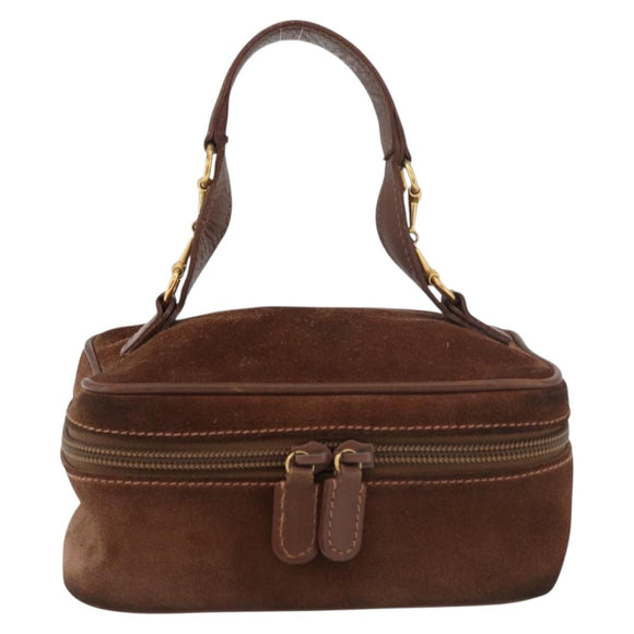 GUCCI Vanity Cosmetic Pouch Suede Brown Gold 032 106 0141 Auth mr2301