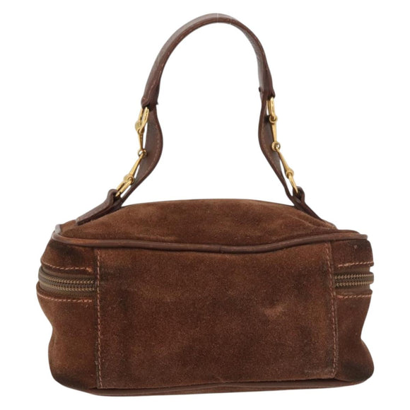 GUCCI Vanity Cosmetic Pouch Suede Brown Gold 032 106 0141 Auth mr2301