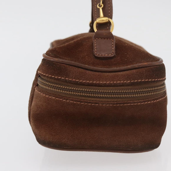 GUCCI Vanity Cosmetic Pouch Suede Brown Gold 032 106 0141 Auth mr2301