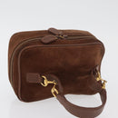 GUCCI Vanity Cosmetic Pouch Suede Brown Gold 032 106 0141 Auth mr2301-6