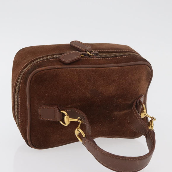 GUCCI Vanity Cosmetic Pouch Suede Brown Gold 032 106 0141 Auth mr2301