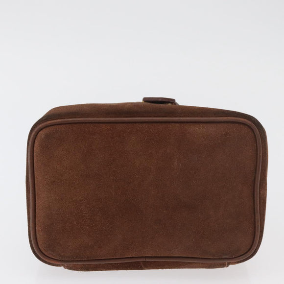GUCCI Vanity Cosmetic Pouch Suede Brown Gold 032 106 0141 Auth mr2301