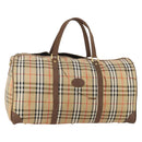 Burberrys Nova Check Boston Bag Canvas Beige Gold Auth mr2302-1