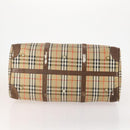 Burberrys Nova Check Boston Bag Canvas Beige Gold Auth mr2302-6