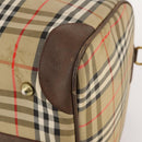 Burberrys Nova Check Boston Bag Canvas Beige Gold Auth mr2302-15