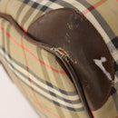 Burberrys Nova Check Boston Bag Canvas Beige Gold Auth mr2302-17