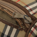 Burberrys Nova Check Boston Bag Canvas Beige Gold Auth mr2302-11