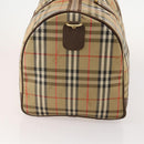 Burberrys Nova Check Boston Bag Canvas Beige Gold Auth mr2302-4