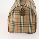Burberrys Nova Check Boston Bag Canvas Beige Gold Auth mr2302-5