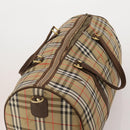 Burberrys Nova Check Boston Bag Canvas Beige Gold Auth mr2302-7