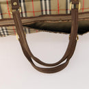 Burberrys Nova Check Boston Bag Canvas Beige Gold Auth mr2302-9