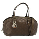 GUCCI GG Canvas Guccissima Hand Bag Leather 2way Brown Gold 269955 Auth mr2307-1