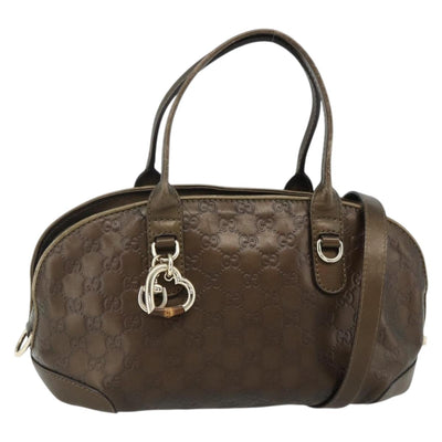 GUCCI GG Canvas Guccissima Hand Bag Leather 2way Brown Gold 269955 Auth mr2307