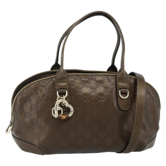 GUCCI GG Canvas Guccissima Hand Bag Leather 2way Brown Gold 269955 Auth mr2307
