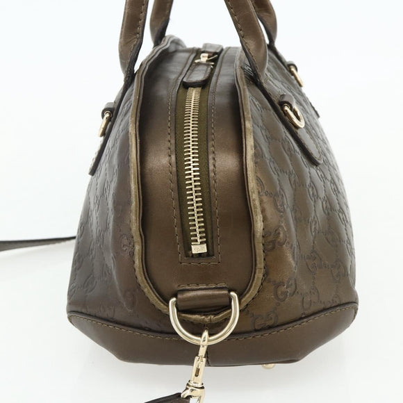 GUCCI GG Canvas Guccissima Hand Bag Leather 2way Brown Gold 269955 Auth mr2307