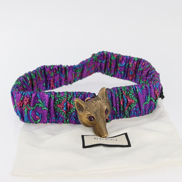 GUCCI Fox Crystal Belt Sequin 29.1"" Purple Gold 214351 Auth mr2309V