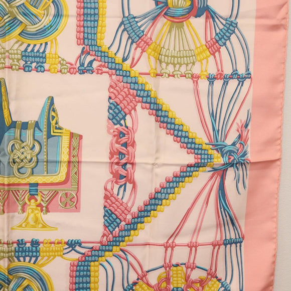 HERMES Carre 90 Scarf Silk Pink Auth mr2311
